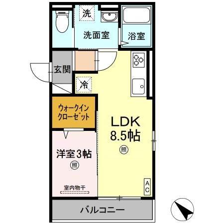 タウン中筋(1LDK/1階)の間取り写真