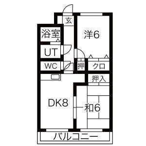 コンフォール石坂D(2DK/1階)の間取り写真