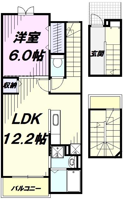プラシードCOCO(1LDK/3階)の間取り写真
