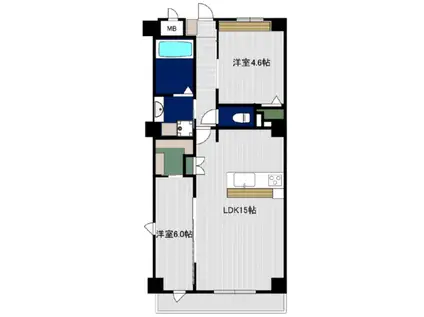 OVEST金沢八景(2LDK/2階)の間取り写真