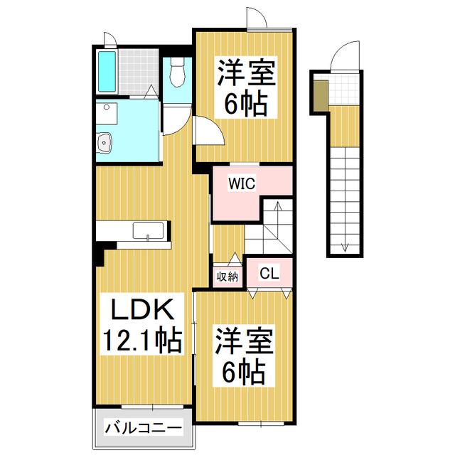 クラールハイムII(2LDK/2階)の間取り写真