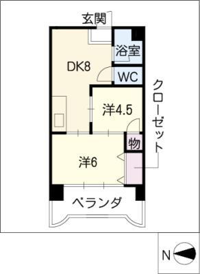 第3宮地マンション記念橋(2DK/9階)の間取り写真