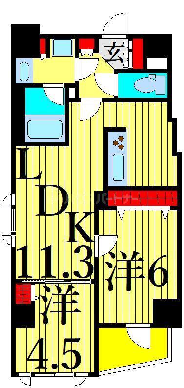 グランカーサ三ノ輪(2LDK/12階)の間取り写真