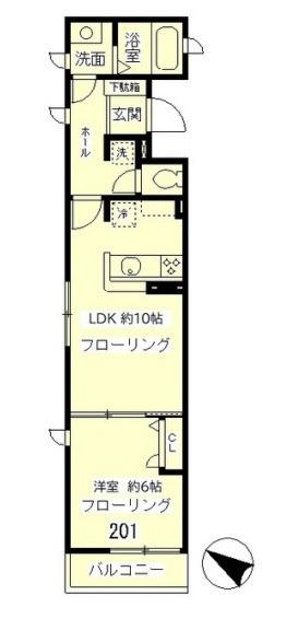 THE RESIDENCE(1LDK/2階)の間取り写真