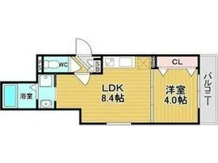 グリッター上新庄(1LDK/1階)の間取り写真