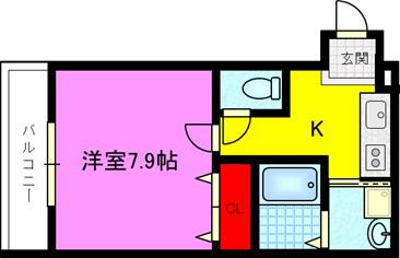 フジパレス鴻池新田駅北(1K/1階)の間取り写真