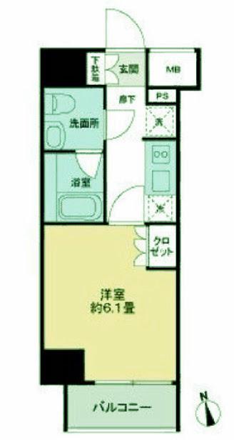 KDA御殿山(1K/11階)の間取り写真