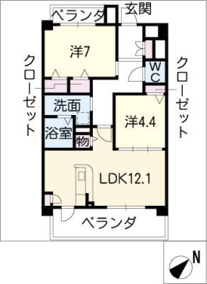 ST.パトリク館(2LDK/4階)の間取り写真