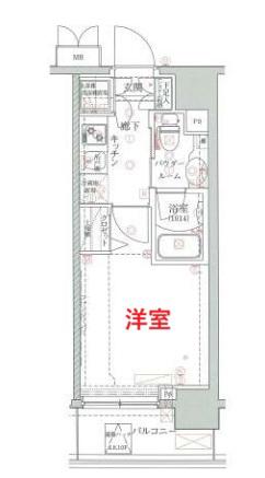クレイシア品川戸越銀座(1K/6階)の間取り写真
