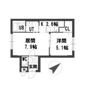 グランメール24軒 C(1LDK/2階)の間取り写真