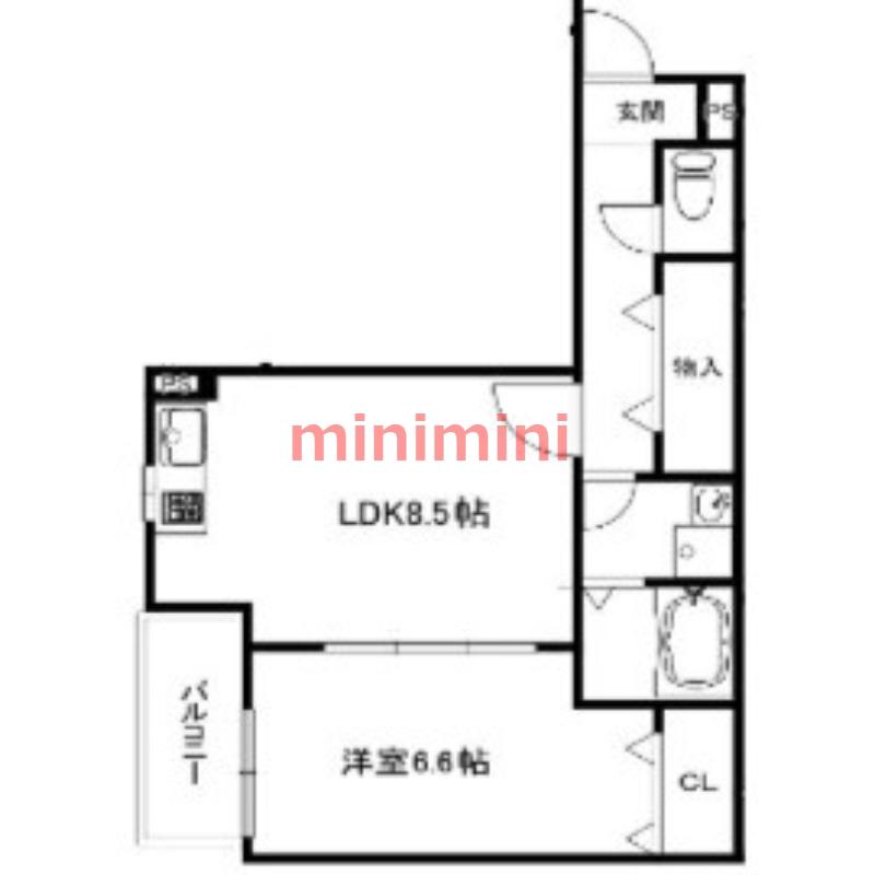ベルリッジ岸辺A(1LDK/2階)の間取り写真