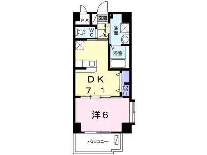 メゾン・ファミール開南(1DK/7階)の間取り写真