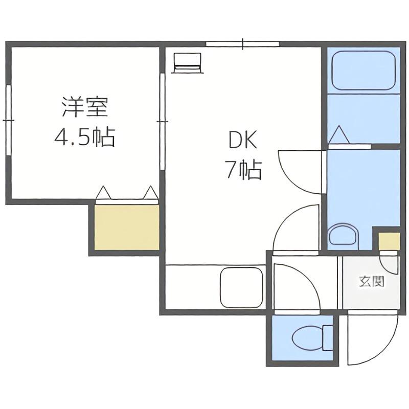 ラブラドール南9条(1DK/2階)の間取り写真