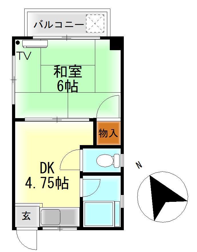Nビル(1DK/3階)の間取り写真
