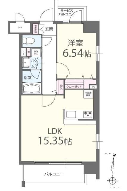 クンラボーロ(1LDK/7階)の間取り写真