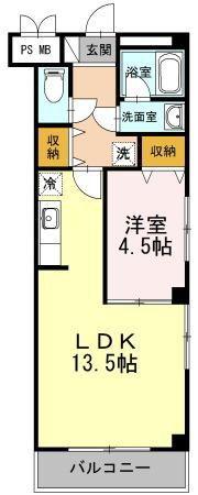 キラボシビル(1LDK/2階)の間取り写真