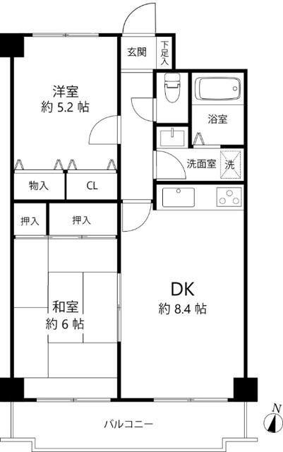 TS GARDEN藤沢長後(2DK/3階)の間取り写真