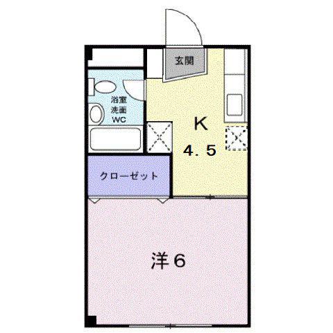 シティハイツサンピア(1K/2階)の間取り写真