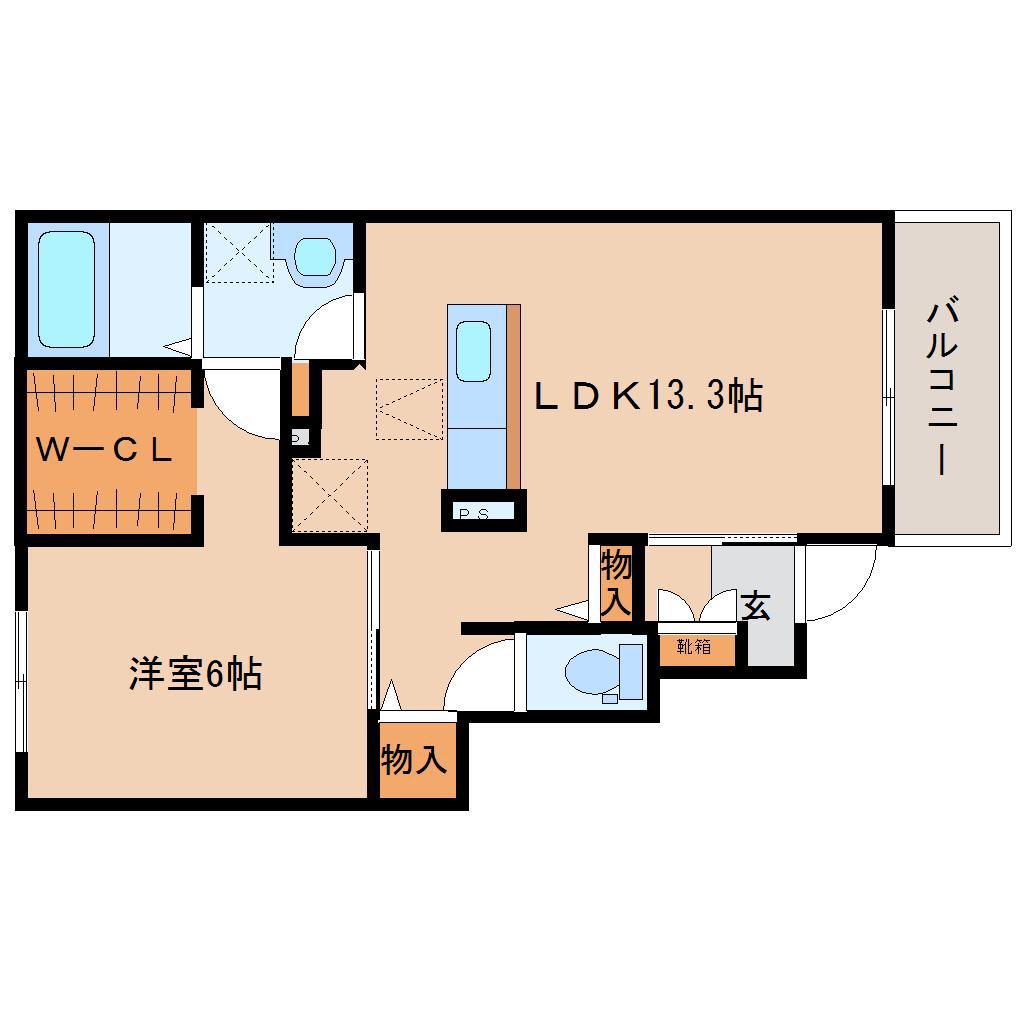 ハイグレースII(1LDK/1階)の間取り写真