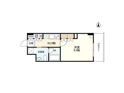 恵比寿三田レジデンス(1K/2階)の間取り写真