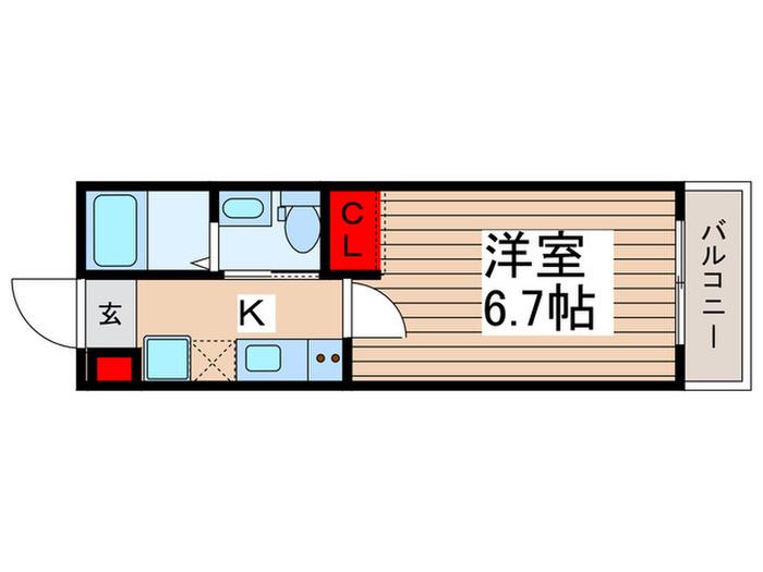 ラウレア川越(1K/2階)の間取り写真