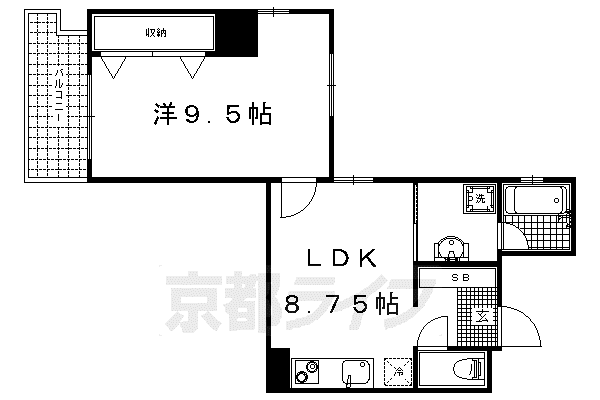 アクアレリスト今出川(1LDK/8階)の間取り写真