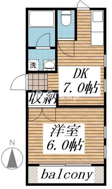 クレールメゾン(1DK/2階)の間取り写真