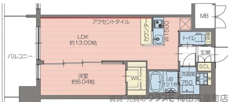 プレジオ梅田(1LDK/7階)の間取り写真