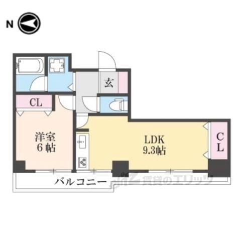 ライオンズマンション京都紫野(1LDK/8階)の間取り写真