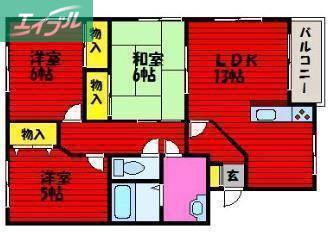 プリムヴェール(3LDK/2階)の間取り写真