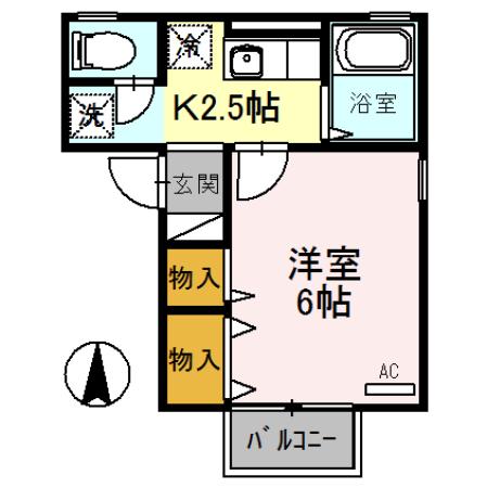トリアノン文京(1K/2階)の間取り写真
