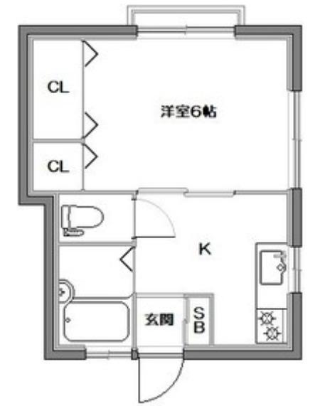 ハイツ角田(1K/1階)の間取り写真