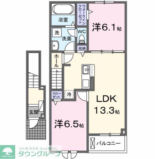 サンライズ リバー NK(2LDK/2階)の間取り写真