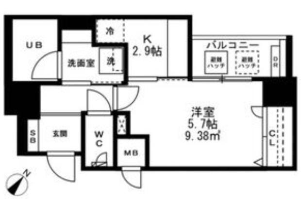 SUNRISE上池袋(1K/8階)の間取り写真