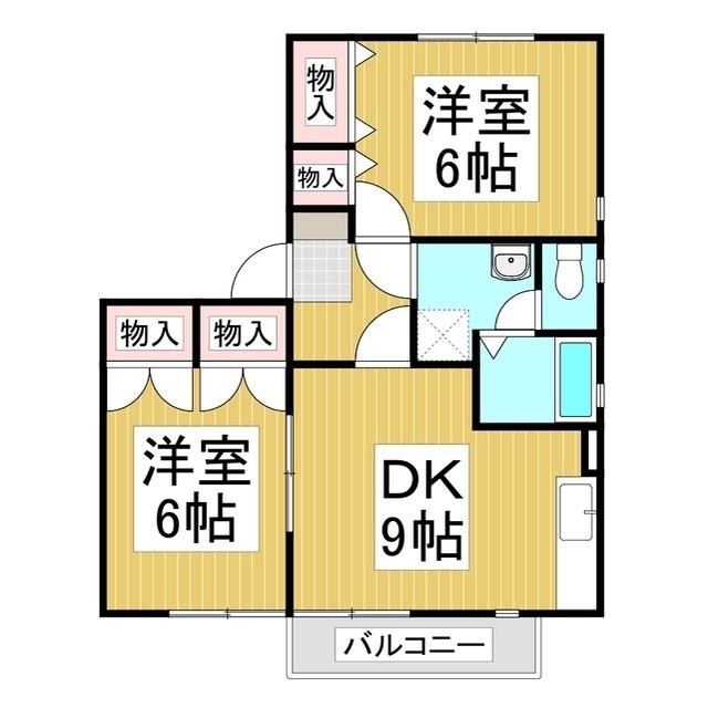 エバンスタウンコスモA(2DK/1階)の間取り写真