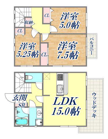 パインガーデン芦屋川PHII(3LDK/1階)の間取り写真