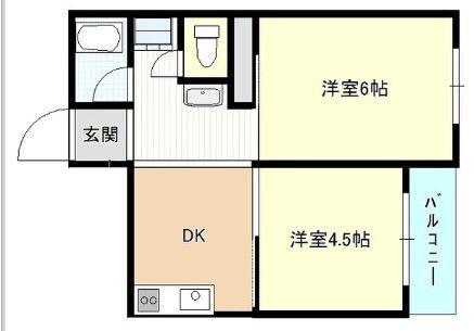PALMIZIO平野西2(2DK/2階)の間取り写真