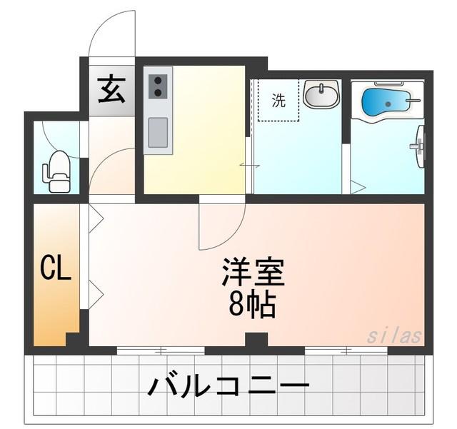 CAST COURT(1K/2階)の間取り写真
