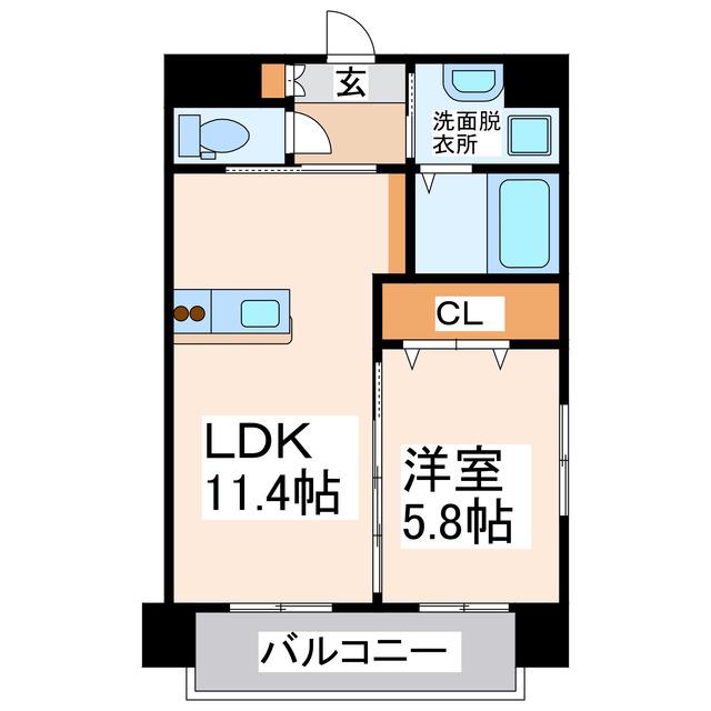 トリニティ近見(1LDK/3階)の間取り写真