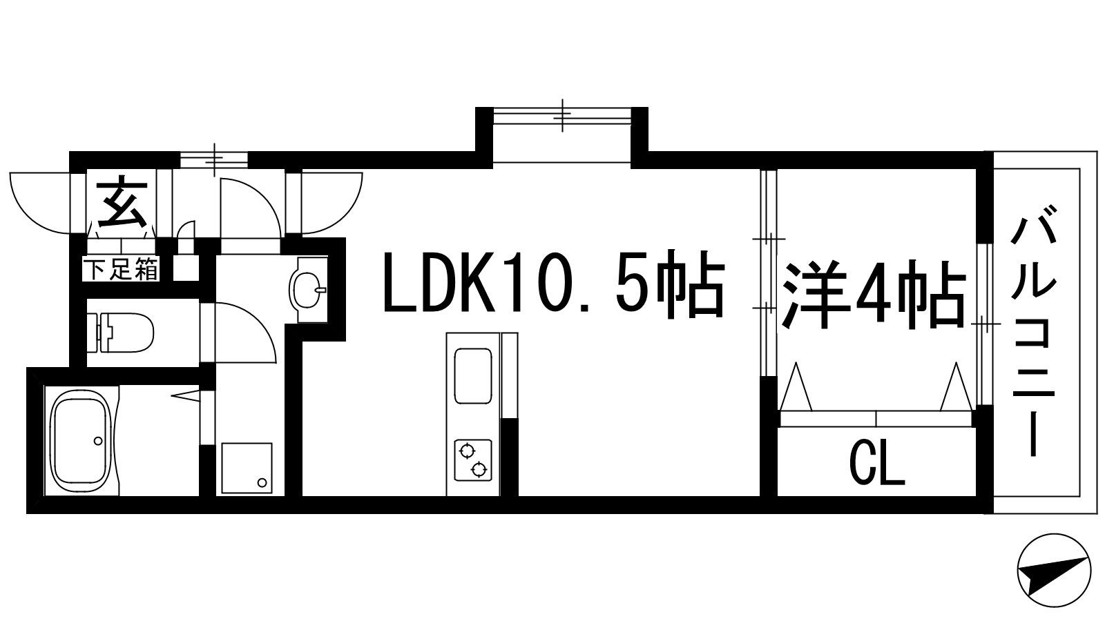 センプレヴィータ門戸(1LDK/2階)の間取り写真