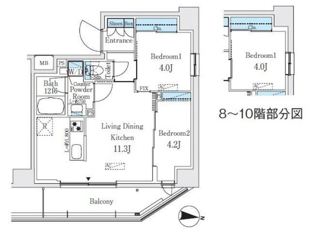 プライムブリス品川中延(2LDK/8階)の間取り写真
