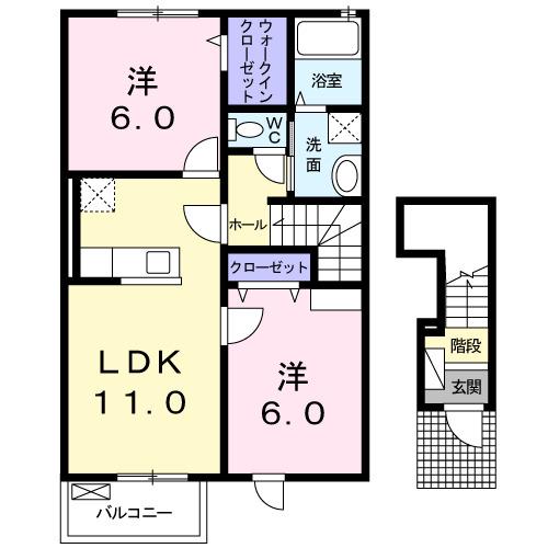 ルピナス(2LDK/2階)の間取り写真