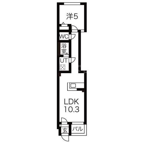 トレジャーキャッスル参番館(1LDK/4階)の間取り写真
