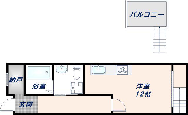 プチグラン中道(1K/1階)の間取り写真
