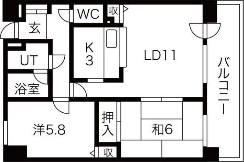 ゆとり31(2LDK/6階)の間取り写真