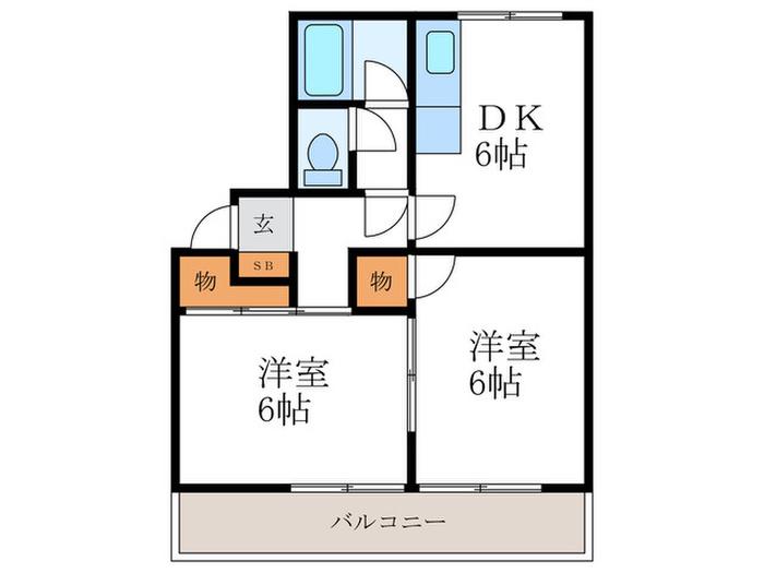 コーポ野添(2DK/2階)の間取り写真