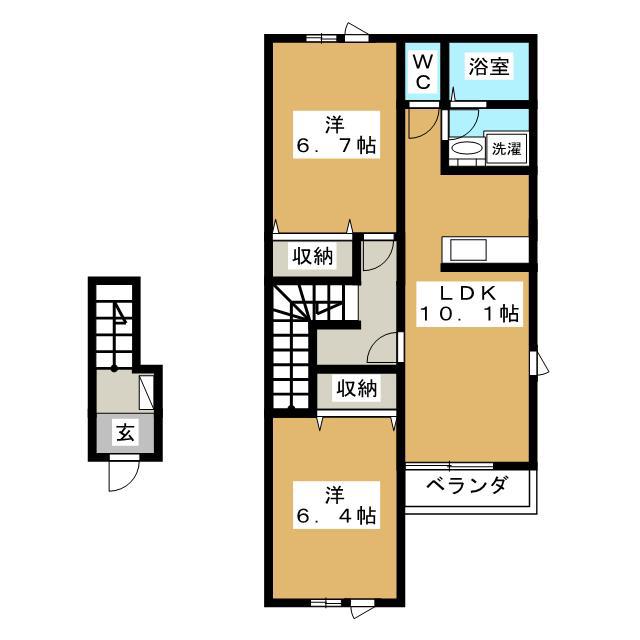 コーポサトミ(2LDK/2階)の間取り写真