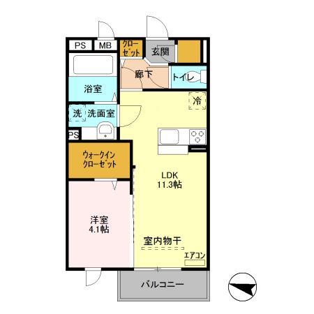 ステラタウン プルケリマ(1LDK/3階)の間取り写真
