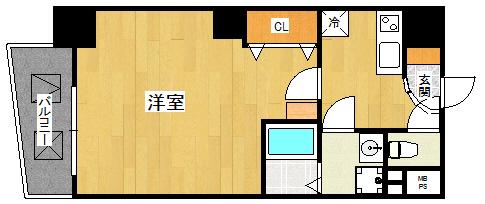 ヴィレッタEBISU東(1K/3階)の間取り写真