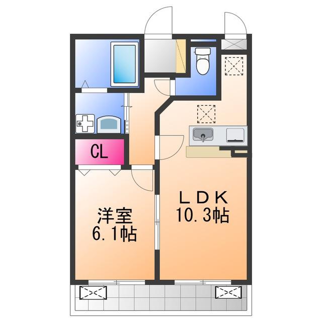 ウイングレジデンス(1LDK/2階)の間取り写真